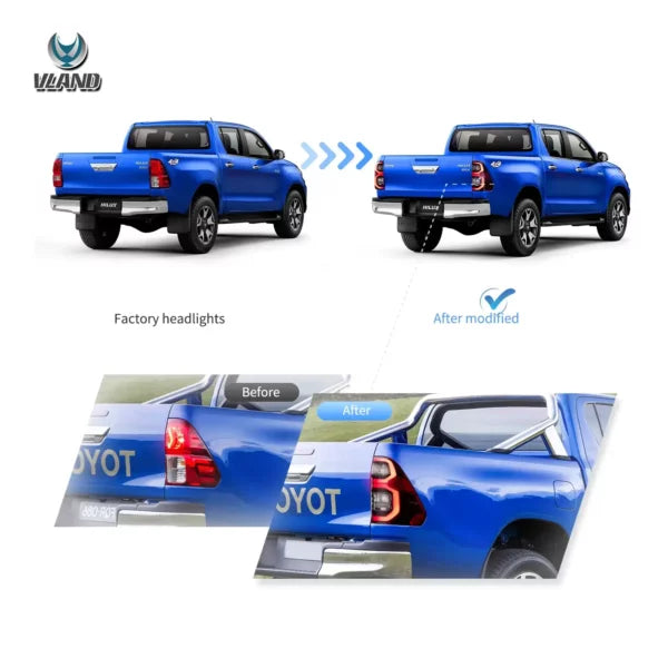 15-22 Toyota Hilux SR5 8th Gens (GUN125,GUN126R) Vland LED Tail Lights With Dynamic Welcome Lighting