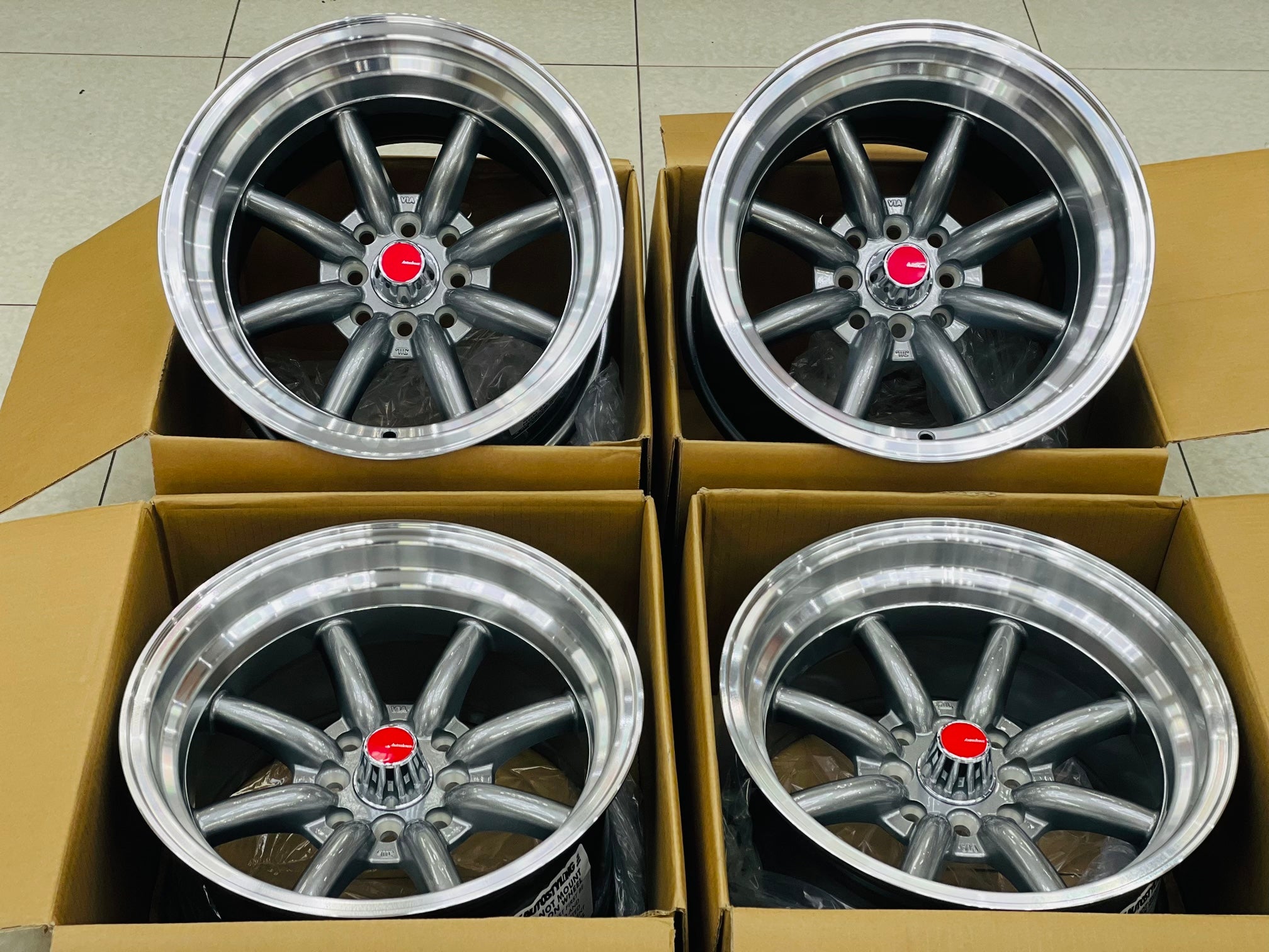 15” AS-WATA 9/10.5J 4/100 4/114 GUNMETAL RIMS