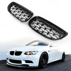 BMW E92 PREFACE LIFT 2006-2009 DIAMOND GLOSS BLACK KIDNEY GRILLS